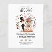 Papier Drôle Mariage Cartoon Bride Groom dessiné main (Devant)