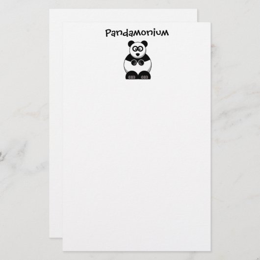 Papier Drôle Pandamonium Panda Cartoon, Mignonne Pun Stre (Devant / Derrière)