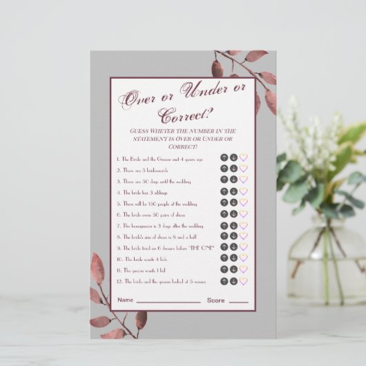 Papier Drôle Rust Rose Blush Fête des mariées Jeu (Debout devant)