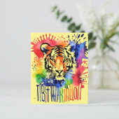 Papier Drôle tigre coloré à l'aquarelle (Debout devant)