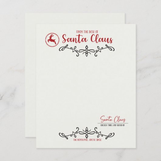 Papier Du bureau du Père Noël (Devant / Derrière)
