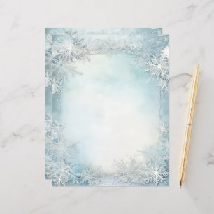 Papier du livre de journal Blue White Snowflake