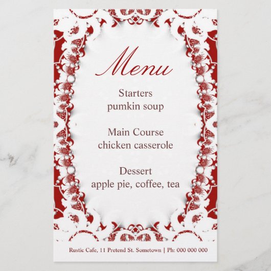 Papier du menu Red Intrika (Devant)