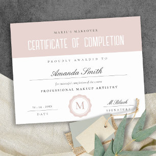 Papier Dusky Pink Minimal Certificate of Completion Award