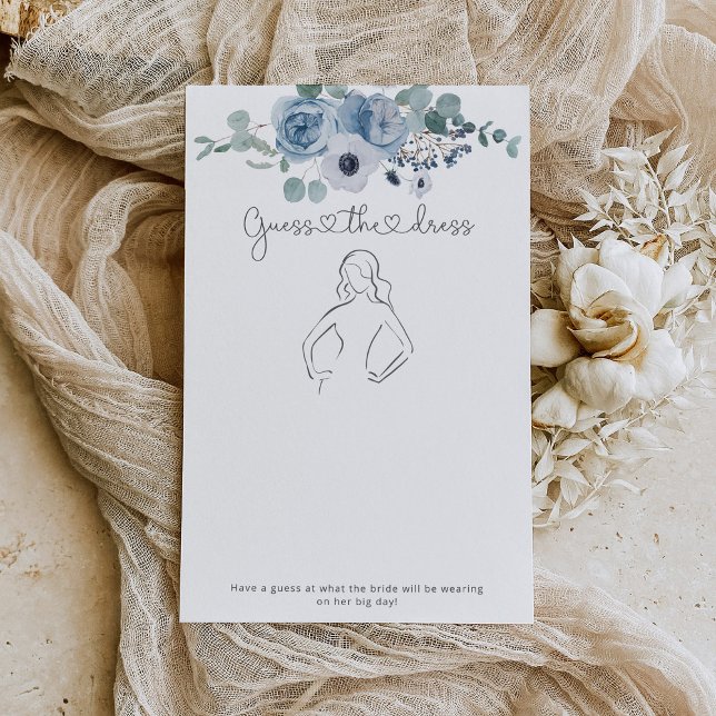 Papier Dusty bleu floral Devinez la robe jeu de mariée (Créateur téléchargé)