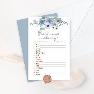 Papier Dusty bleu floral nuptiale émoticône jeu pictionna