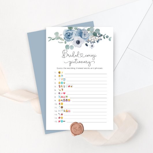 Papier Dusty bleu floral nuptiale émoticône jeu pictionna