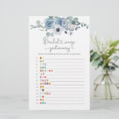 Papier Dusty bleu floral nuptiale émoticône jeu pictionna (Debout devant)