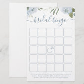 Papier Dusty bleu floral nuptiale jeu de bingo (Devant / Derrière)