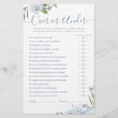 Papier Dusty bleu floral Over ou Under nuptiale (Devant)