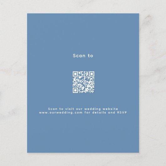 Papier Dusty bleu rose or budget QR RSVP mariage (Dos)
