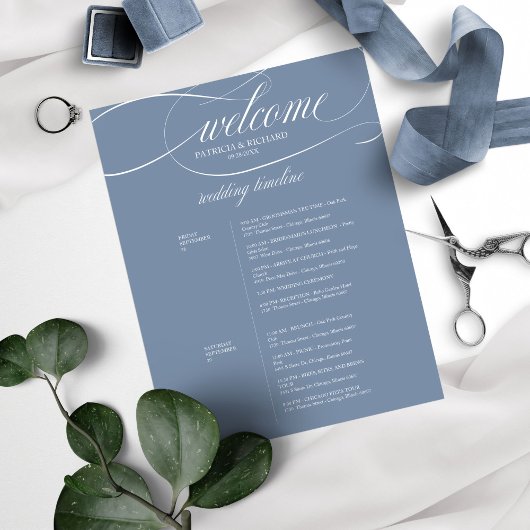Papier Dusty Blue 2 Jours Mariage Itinéraire Chic