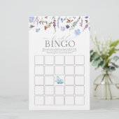 Papier Dusty Blue Aquarelle Fleur sauvage Jeu de bingo (Debout devant)