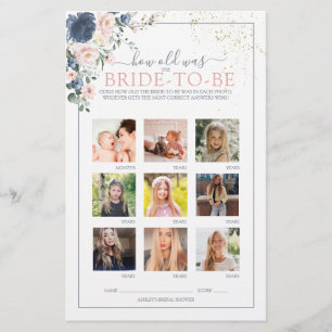 Papier Dusty Blue Blush Gold Fête des mariées Jeu