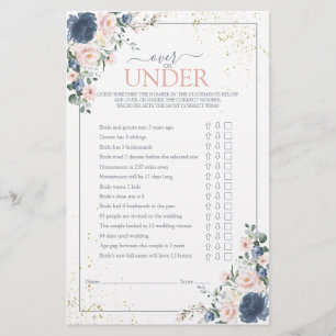 Papier Dusty Blue Blush Rose or Floral Douche Jeu