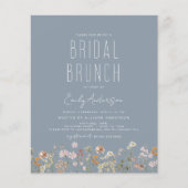 Papier Dusty Blue Boho Fleur sauvage Bridal Brunch Douche (Devant)