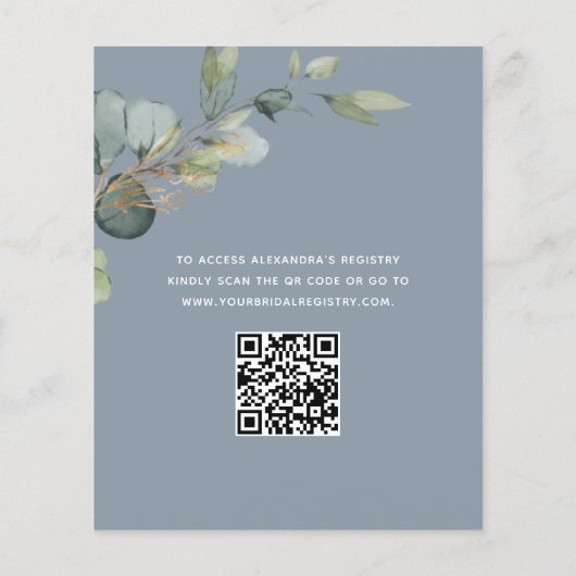 Papier Dusty Blue Brunch & Bubbly QR Code Invitation (Dos)