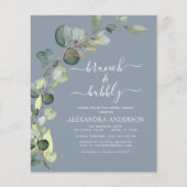 Papier Dusty Blue Brunch & Bubbly QR Code Invitation (Devant)
