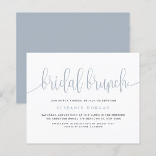 Papier Dusty Blue Calligraphy Invitation de Brunch nuptia