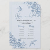 Papier Dusty Blue Chinoiserie Baby shower Comment vieux p (Devant / Derrière)