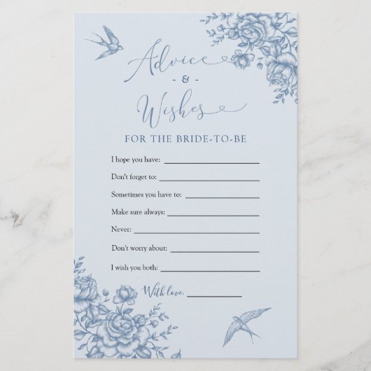 Papier Dusty Blue Chinoiserie Conseil et voeux de mariage (Devant)