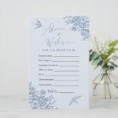 Papier Dusty Blue Chinoiserie Conseil et voeux de mariage (Debout devant)