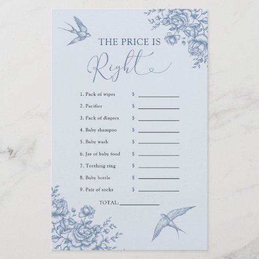 Papier Dusty Blue Chinoiserie Devinez Le prix est correct (Devant)