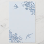 Papier Dusty Blue Chinoiserie Douche prédictions bébé (Dos)