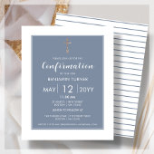 Papier Dusty Blue | Confirmation moderne Invitation budgé