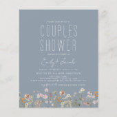 Papier Dusty Blue Couples Douche Fleur sauvage Invitation (Devant)