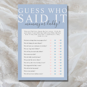 Papier Dusty Blue Devinez Qui A Dit Qu'Il Baby shower Jeu
