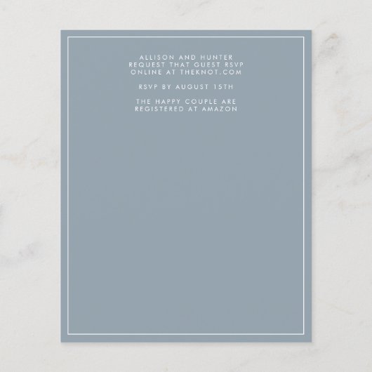 Papier Dusty Blue Enregistrer la date (Dos)