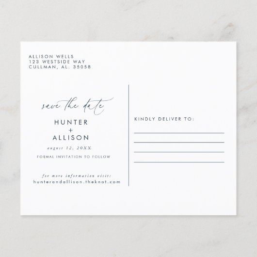 Papier Dusty Blue Enregistrer la date (Dos)