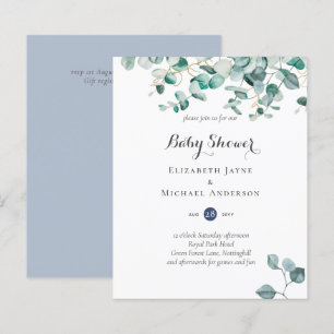 Papier Dusty Blue Eucalyptus Invitations de BABY SHOWER v