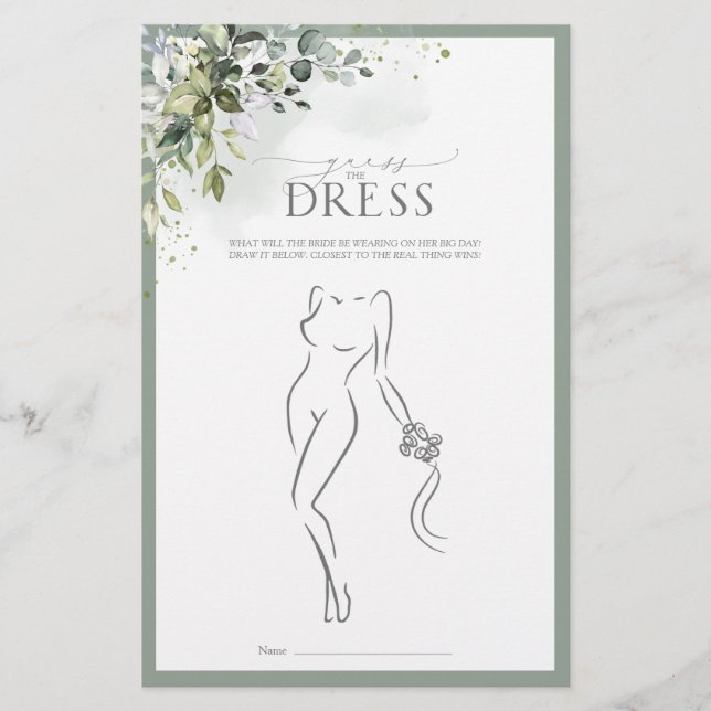 Papier Dusty Blue Eucalyptus Jeu de Fête des mariées Flor (Devant)