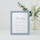 Papier Dusty Blue Faux Faire-part de mariage budgétaire a (Debout devant)