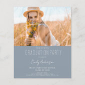 Papier Dusty Blue Fleur sauvage Graduation Party Invitati (Dos)