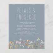 Papier Dusty Blue Fleur sauvage Petals & Prosecco Invitat (Devant)
