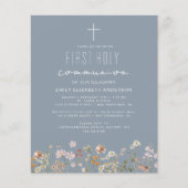 Papier Dusty Blue Fleur sauvage Première communion sainte (Devant)