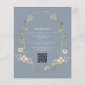 Papier Dusty Blue Fleur sauvage QR Code Jardin Mariage (Dos)
