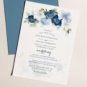 Papier Dusty Blue Floral Botanical Greenery Mariage