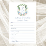 Papier Dusty Blue Floral Crest Mariage Conseils et souhai<br><div class="desc">Ces beaux draps bleu roux et bleu pastel floral monogrammed crête mariage Conseils & Voeux sont merveilleux à avoir à votre douche nuptiale, dîner de répétition ou mariage pour les invités remplir. Ils sont absolument parfaits pour n'importe quelle période de l'année. Les gens vont adorer avoir les invites - ils...</div>