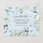 Papier Dusty Blue Floral Green Enregistrer la date (Devant)