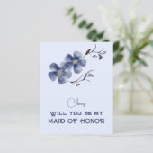 Papier Dusty Blue Floral Serez-vous ma femme d'honneur (Debout devant)