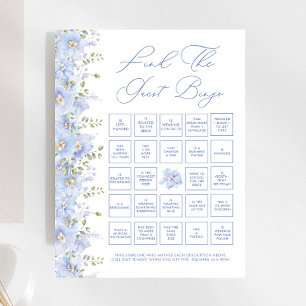 Papier Dusty Blue Floral Trouvez Le Jeu De Bingo Invité