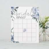 Papier Dusty Blue Flowers Fête des mariées Bingo Jeu (Debout devant)