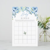 Papier Dusty Blue Flowers Roses Baby Bingo Jeu (Debout devant)