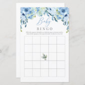 Papier Dusty Blue Flowers Roses Baby Bingo Jeu (Devant / Derrière)