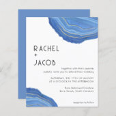 Papier Dusty Blue & Gold Agate Faire-part de mariage d'ét (Devant / Derrière)
