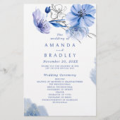 Papier Dusty Blue & Gold Parties scintillant Floral progr (Devant)